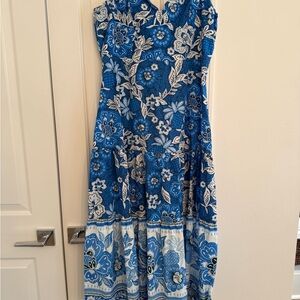 Farm Rio Blue and White Midi Dress